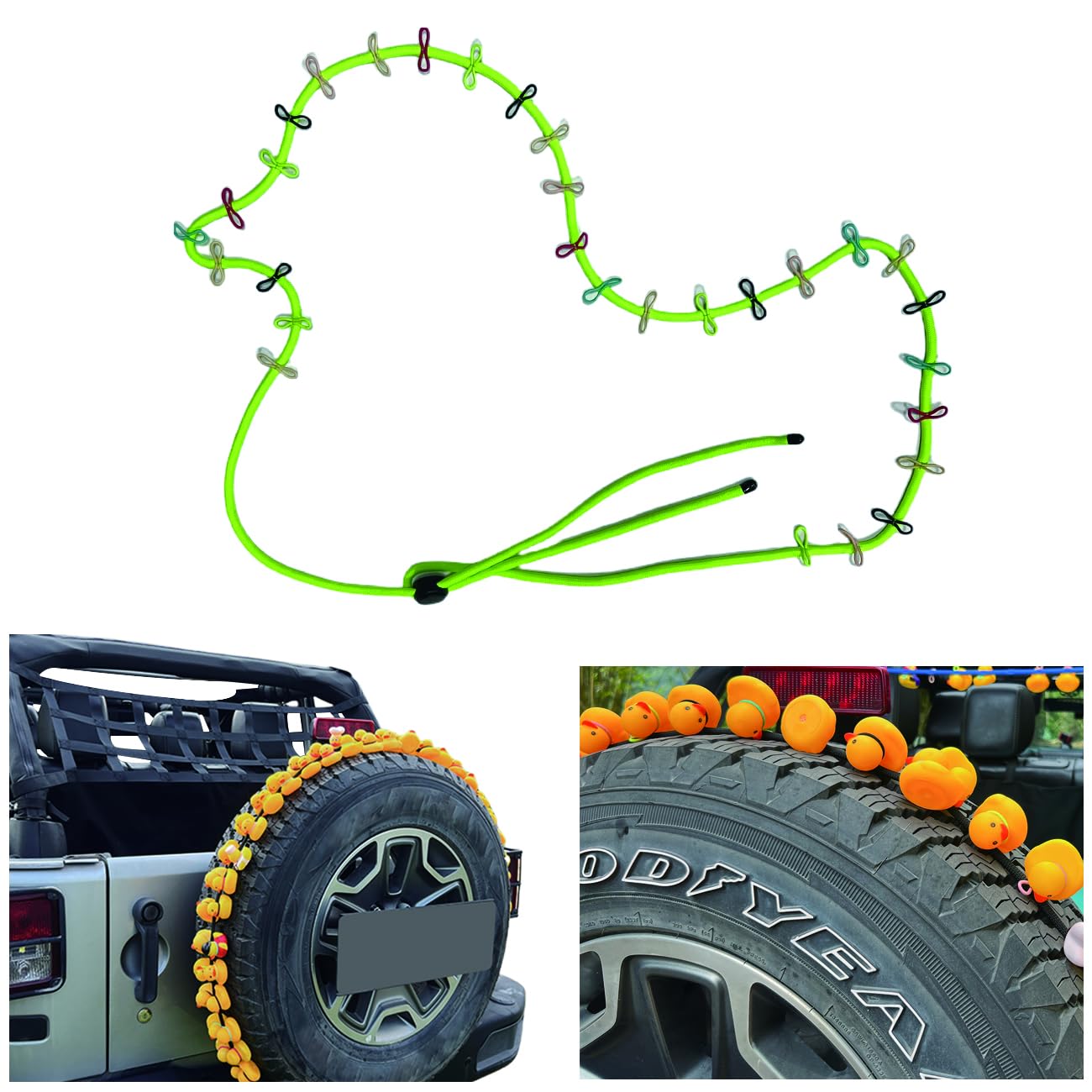 Duck Holder for Jeep,Hangs 60 Ducks,Duck Holder for Jeep Wrangler YJ TJ JK JL&Gladiator JT,Rubber Ducks Display Holders,Duck Mount for Spare Tire