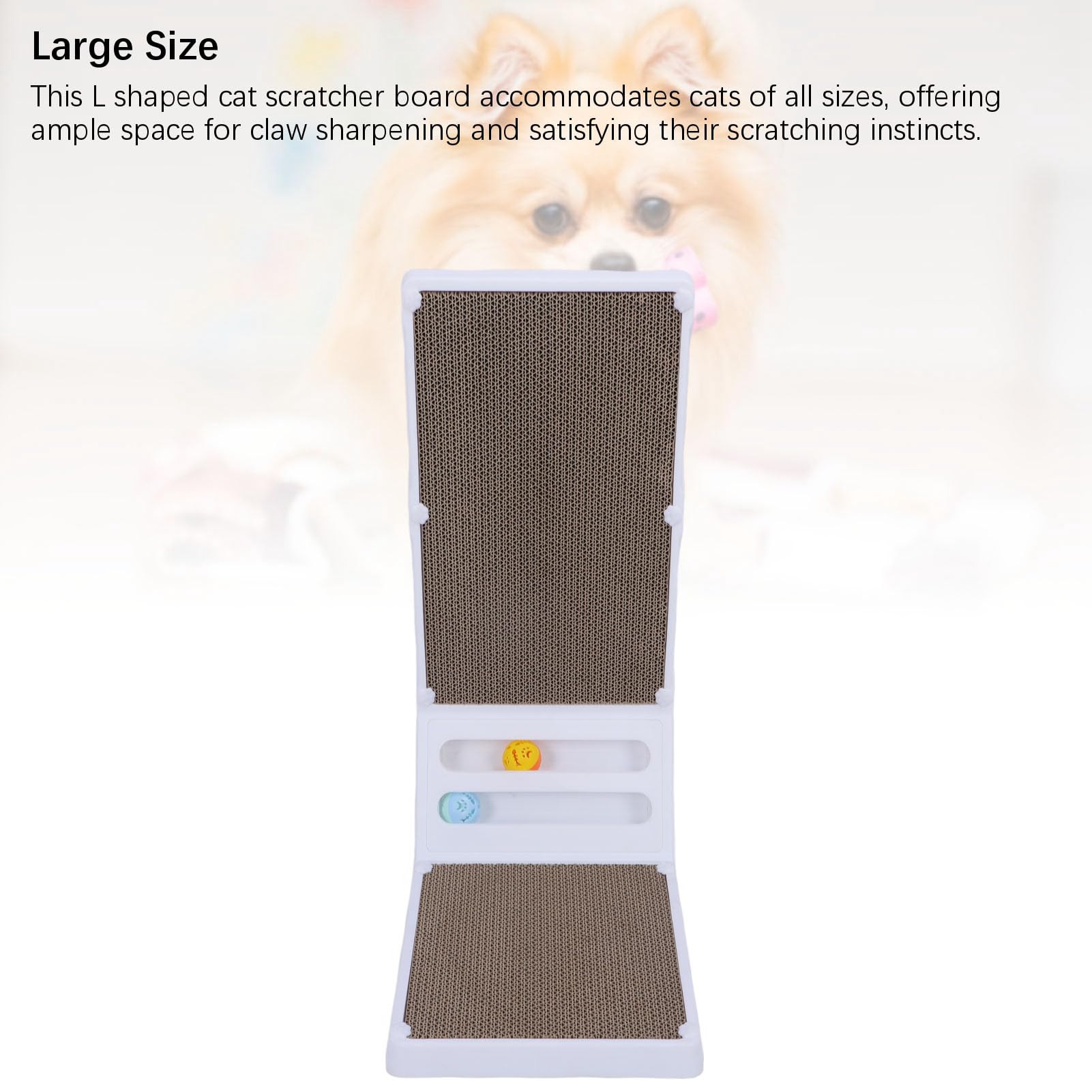 Rascador de gatos, práctico, extraíble, ligero, en forma de L, de cartón ondulado, soporte de pared, tabla vertical para gatos domésticos (blanco)