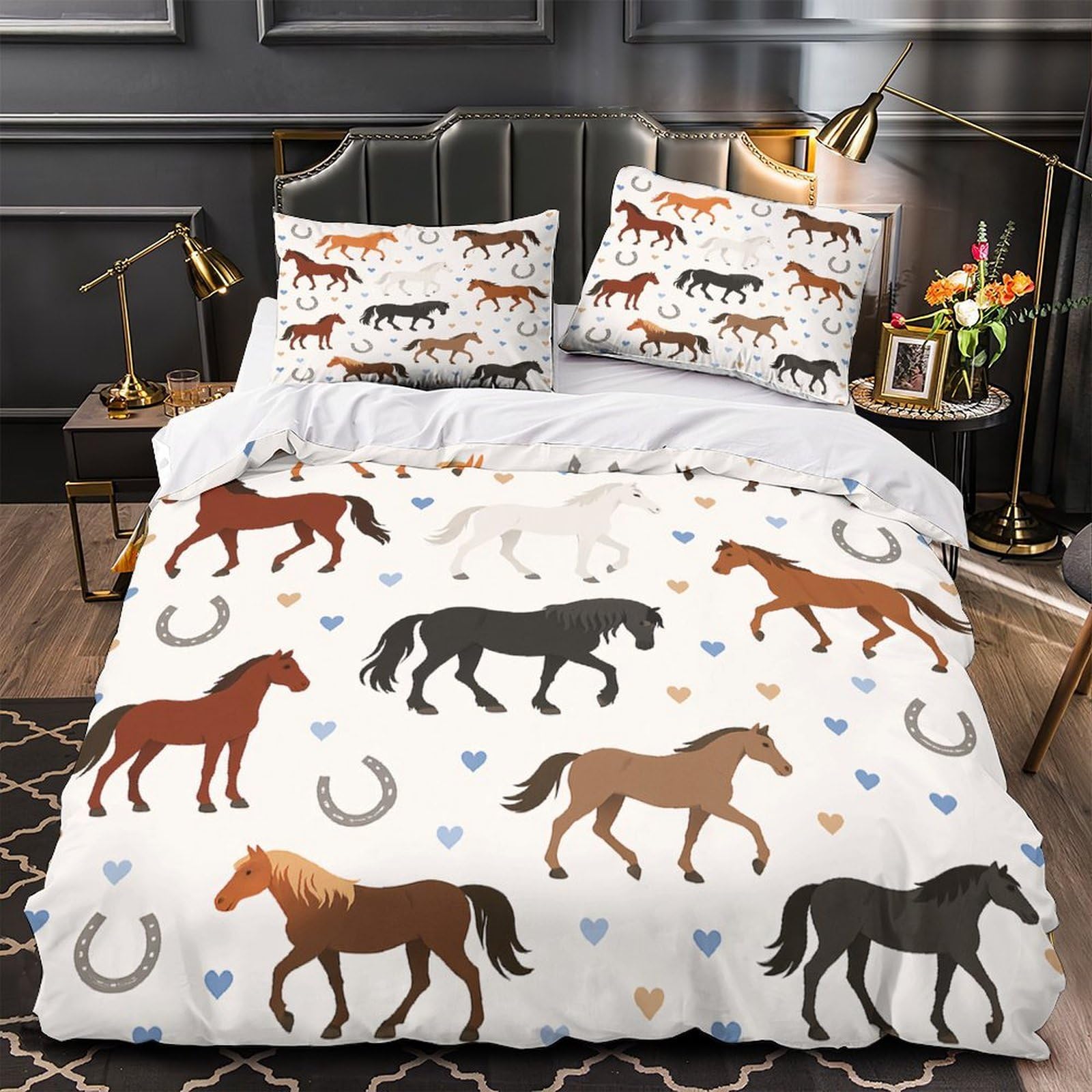 Housse de couette combat 3D anti-allergie avec fermeture éclair pour lit double
