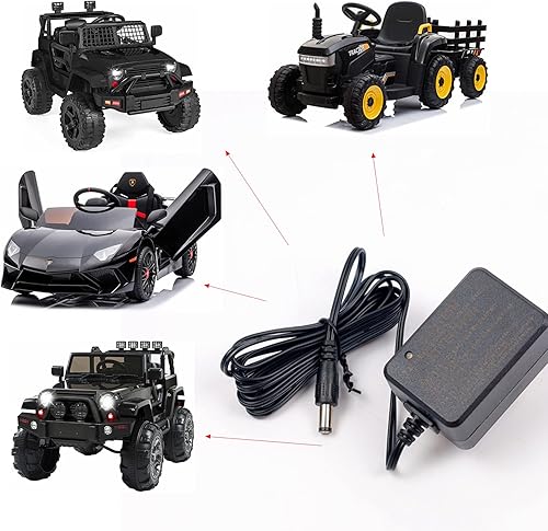 edonka Cargador de 12 V para niños de paseo en coche de 12 voltios para camioneta eléctrica SUV Tractor juguetes con luz indicadora de carga para