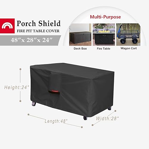Miniatura 2 de Porch Shield Cubierta para fogata de patio, impermeable, 600D, rectangular, para exteriores, protector de caja de cubierta, 48 x 28 pulgadas, color