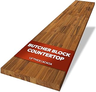 Teak Butcher Block Countertop 60 x 30 x 1.5 Inches, Acacia Solid Wood Table Top for Desk Top, Workbench Top, Kitchen Countertop