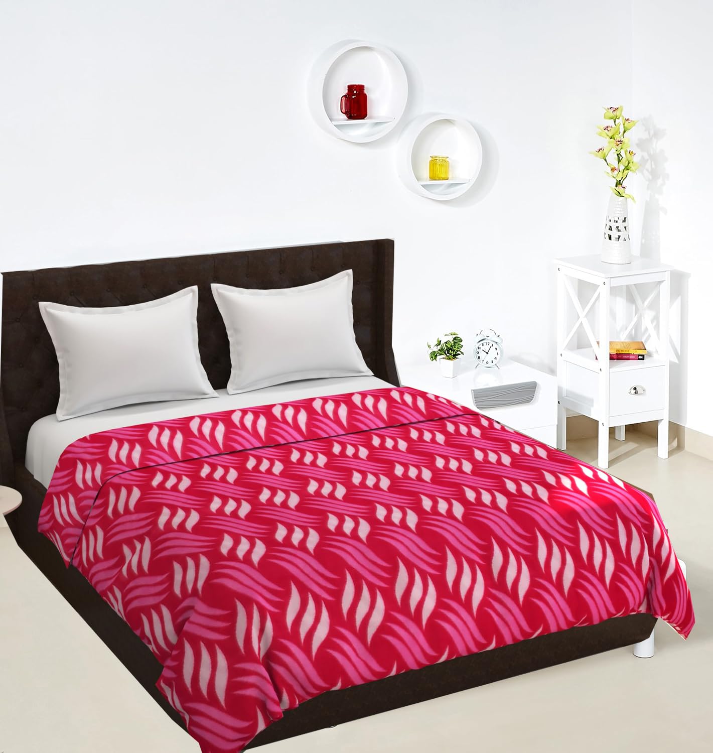Winter Warm Soft Luxury Super Fleece Woollen Blend Double Bed Razai Cover || Duvet Cover || Blanket/Comforter Cover with Zipper Closure, 90" x 100 ", Pink, 1 Pc-image-1