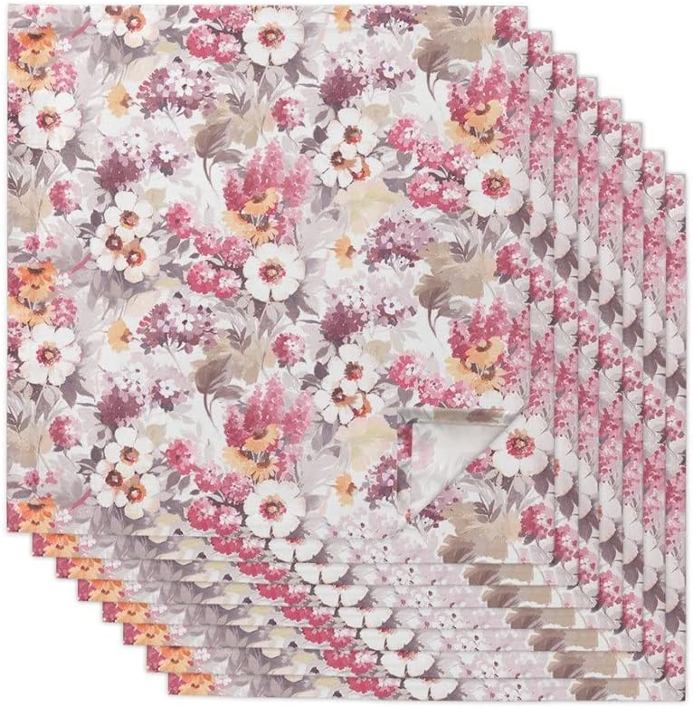 Watercolor Flower Hydrangea Cloth Napkins Set Birthday Banquet Wedding Decor Restaurant Supplies Table(8pcs)