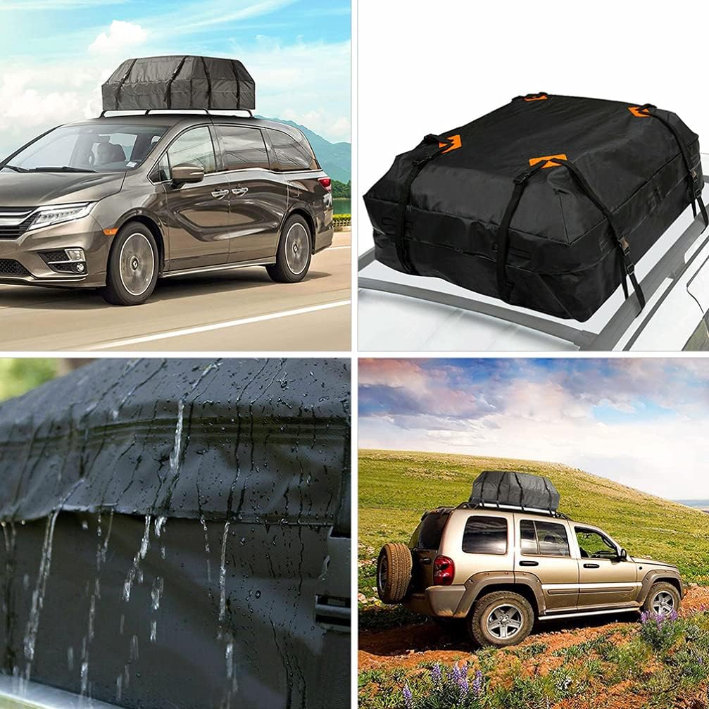 FAVOMOTO 1pc Car Rooftop Cargo Bag with Non- Mat Oxford Easy to Use Luggage Carrier for Outdoor Travel Camping Fits All Vehicle Roof Racks