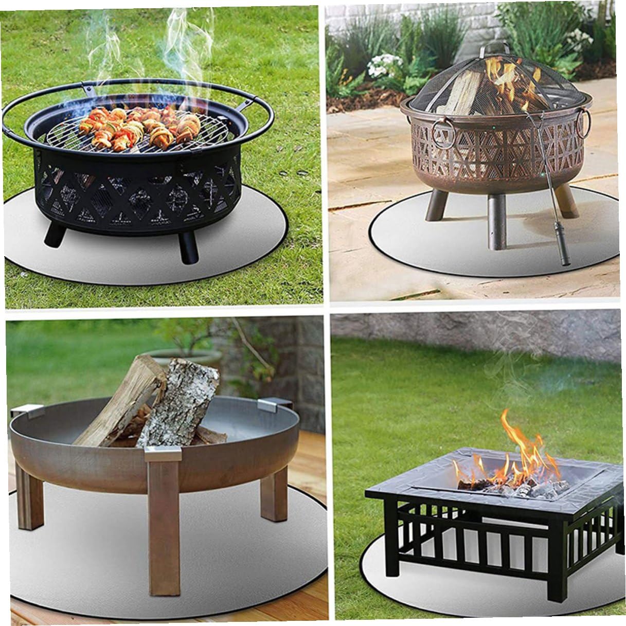 Healifty Alfombrilla Ignífuga para Barbacoa al Aire Libre, Resistente al Calor y Portátil, Tapete de Tela para Patio y Parrillas de Carbón