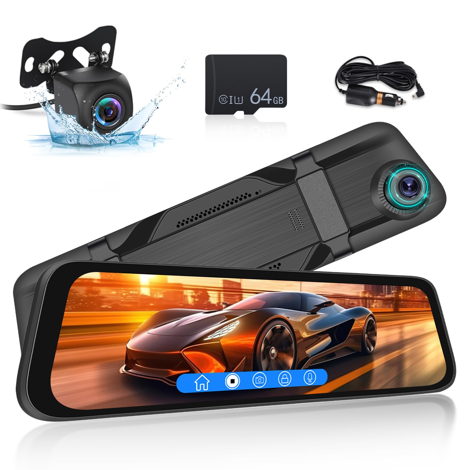 RéTroviseur De Voiture 5 Pouces ÉCran Lcd Double EntréEs Av