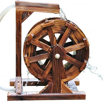 Solid Wood Water Wheel Fountain Outdoor Water Fountains for Garden Decorations and Pond Accents, Durable Weatherproof Finish 7.9-35.4 in