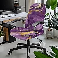 Vista 2 de Funda para silla de oficina de mármol morado, lavable, funda para silla de escritorio, fundas para silla de computadora para silla giratoria, silla