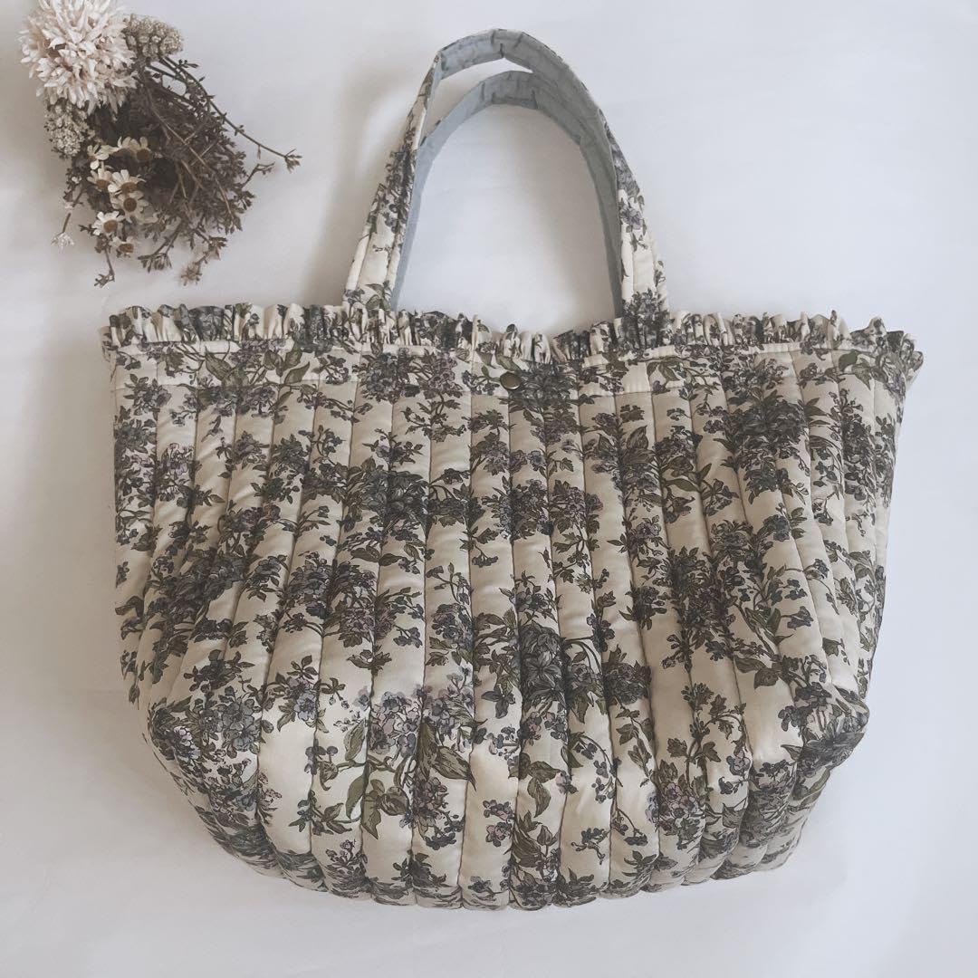 リバティ 特大キルトトートバッグ マリーナシーフラワー ブルー