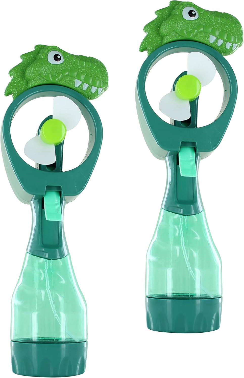 P&F Pack of 2X Dinosaur Water Mist Spray Bottle Fan Portable Handheld Mister - Battery Operated (Green &Green)