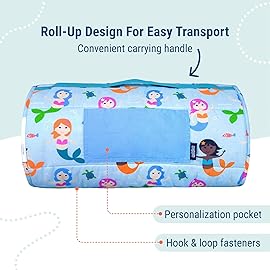Wildkin Kids Original Nap Mat - Cozy Kids Sleep Mat with Pillow, Ideal for School & Travel - Mermaids
