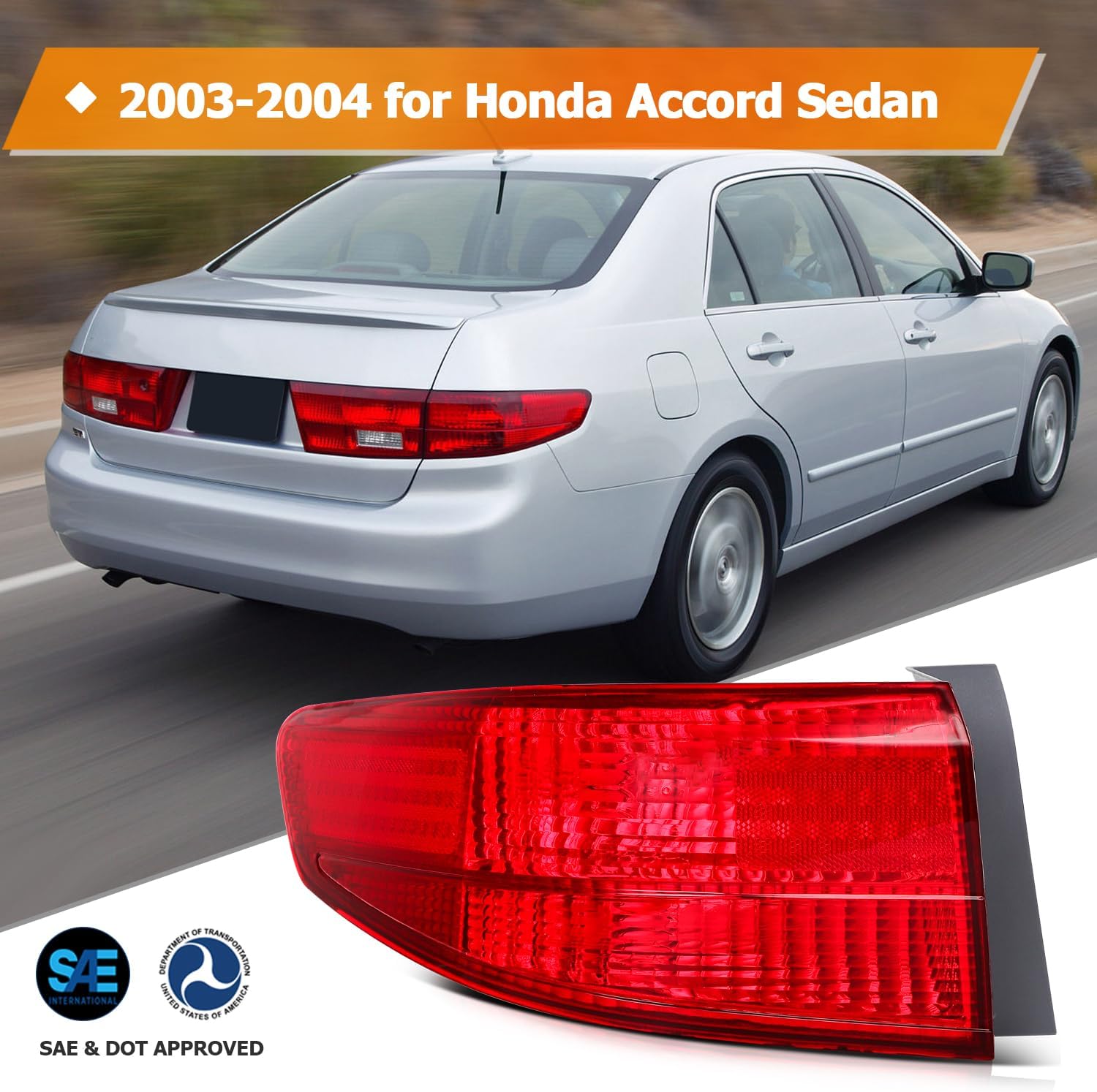 Tail light Assembly fit 2003-2004 for Honda Accord Sedan Red Clear Lens Driver Side 33501SDAA01/HO2801148