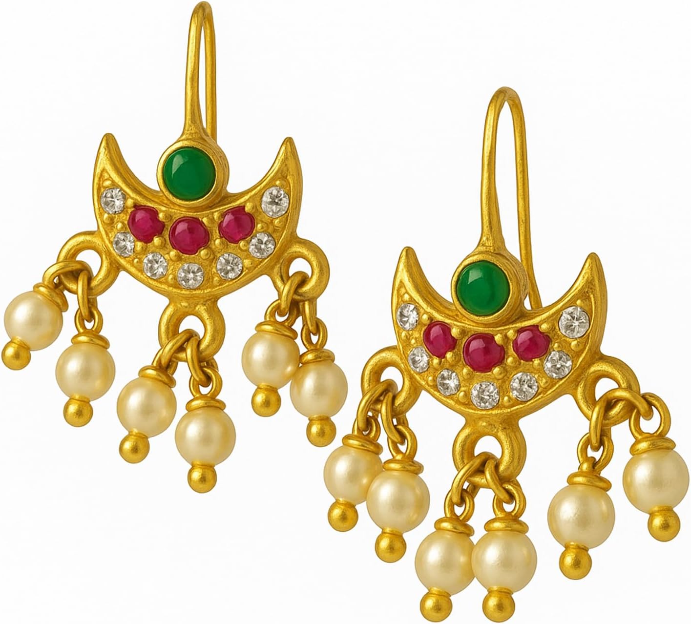 Pink-Green Colour Wonderful Traditional Press Bugadi Clip-On Earrings For Women