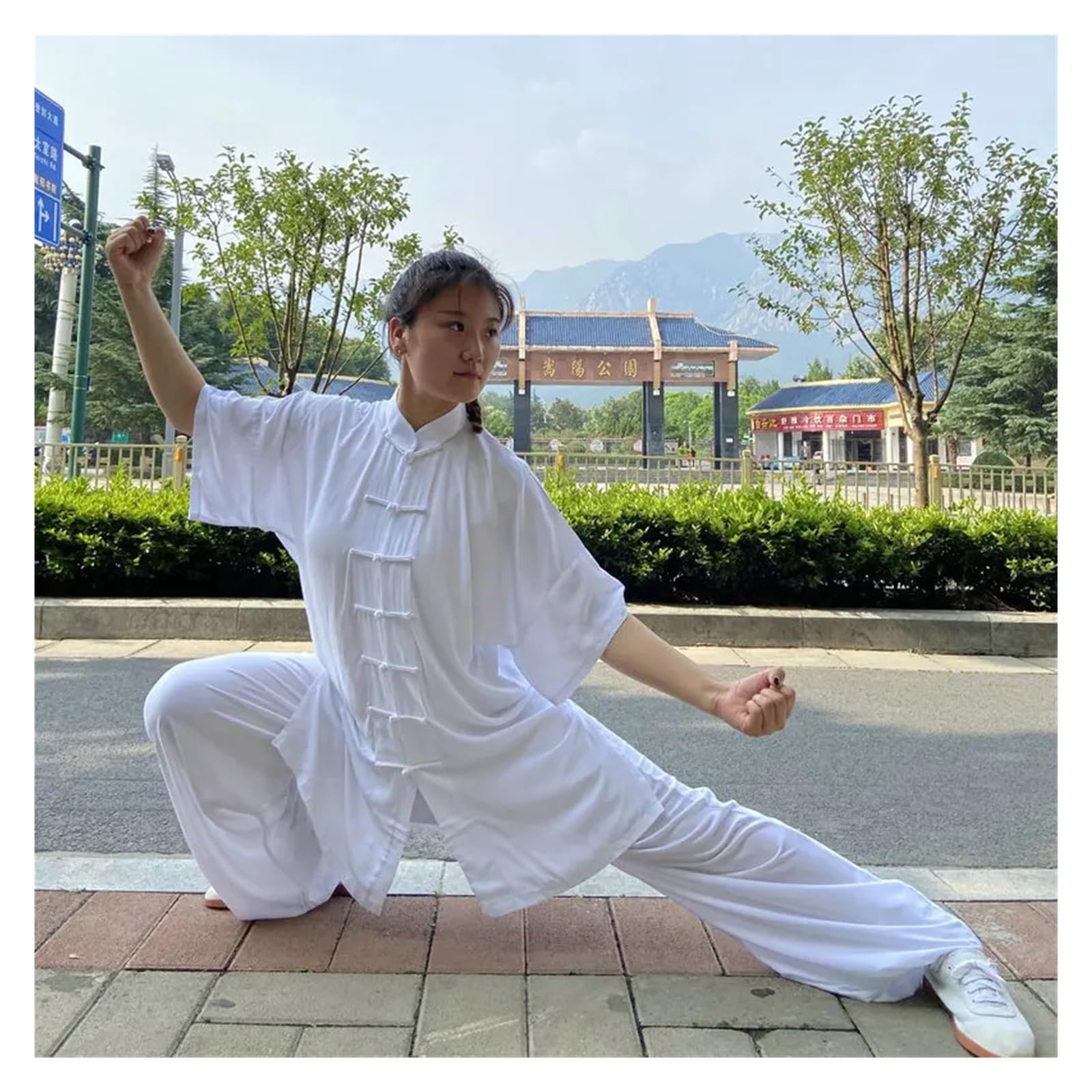 Uniforme Tai Chi Cotone Wushu Kung Fu Abbigliamento Adulti Arti Marziali Wing Chun Tuta Taichi Performance Tang Suit(White,XXXL(185cm))