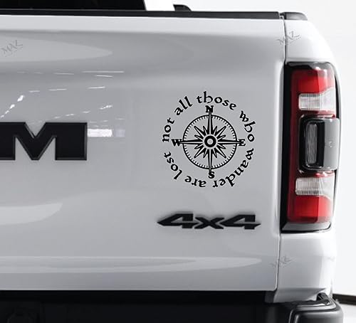 Calcomanía de vinilo con brújula LOTR con texto en inglés Not All Who Wander are Lost  Adhesivos de vinilo para autos, camiones, camionetas,