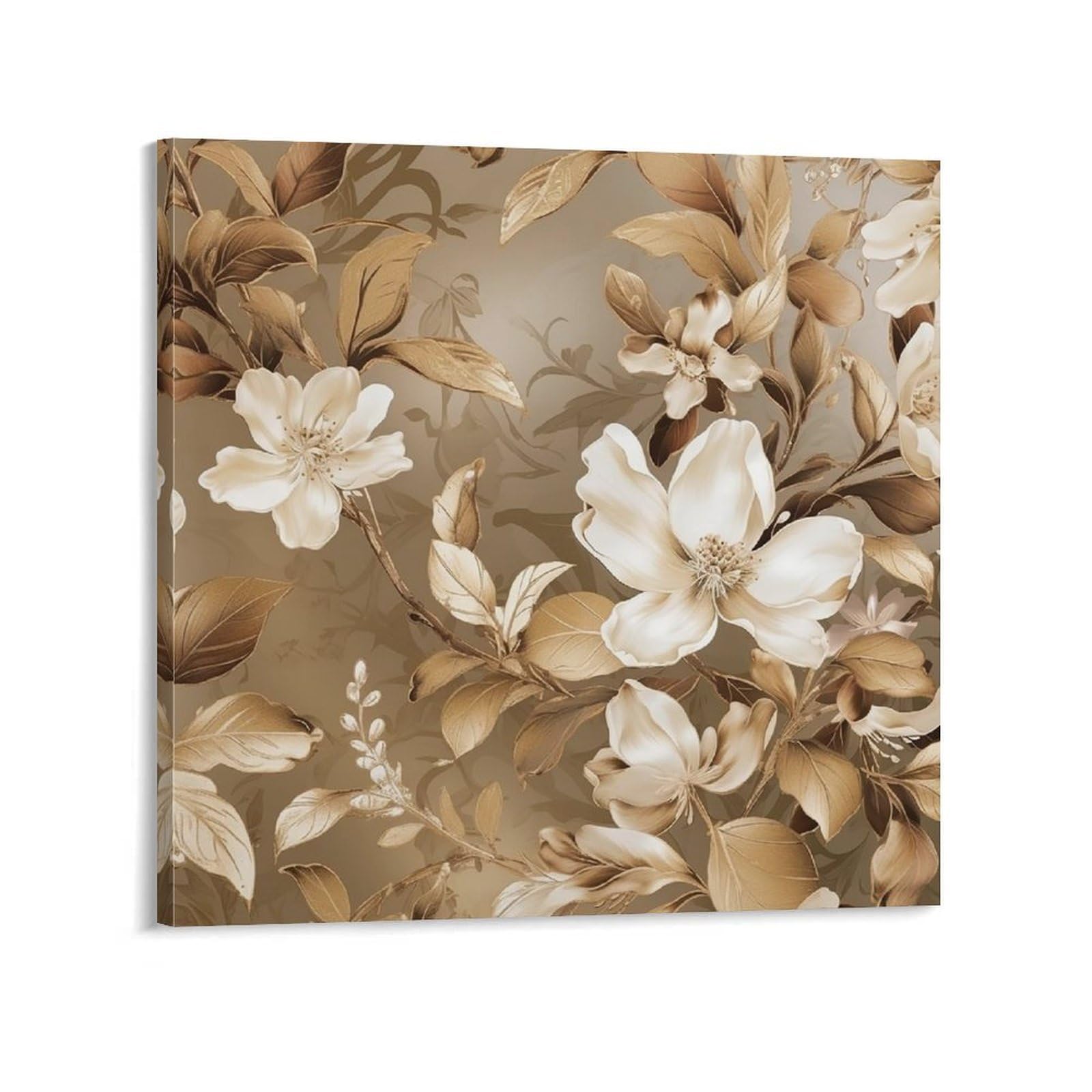 Flower Leaves Canvas Wall Art for Bedroom 20x20inch(50x50cm) Canvas Prints Artwork for Walls Modern Picture Artwork Painting for Living Room Aesthetic Wall Paintings for Bathroom Kitchen Office Decor