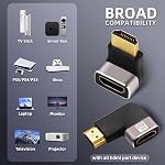 8K HDMI Eblow 4-Pack HDMI Right Angle Adapter 90 and 270 Degree Gold Plated, Support 8K@60Hz,4K@120Hz,HDR,eARC for PC Laptop HDTV Switch