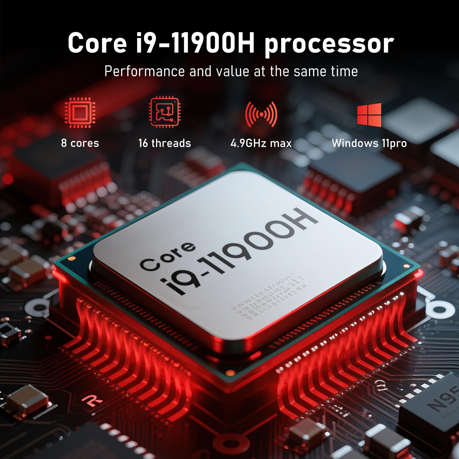 FUNYET Portatile da gioco da 15,6", Processore i9-11900H (fino a 4,9 GHz) Gamer, Portatile 32GB RAM 1TB SSD, Tastiera retroilluminata, Tipo-C, RJ45