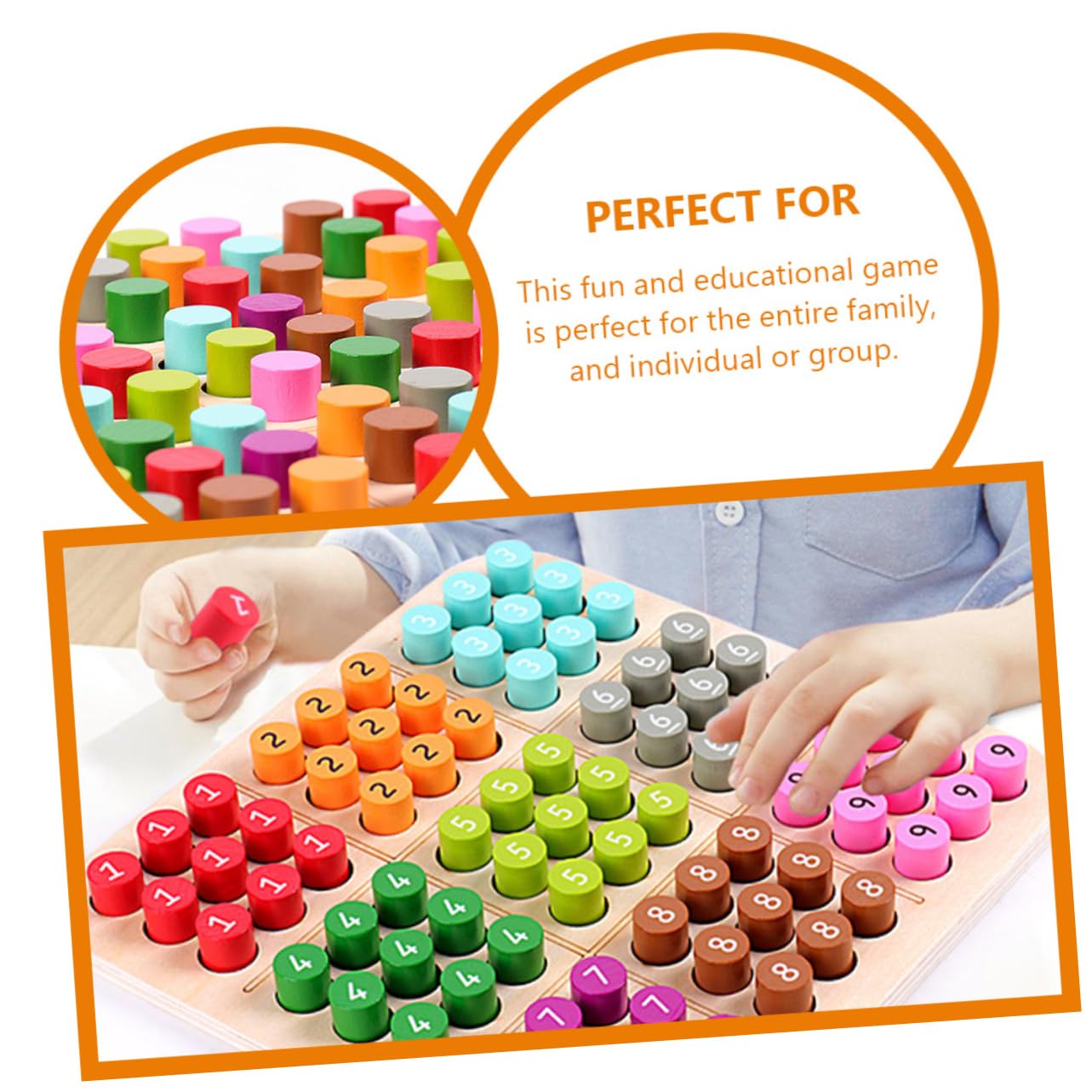 UPKOCH Holz Sudoku Brettspiel Lernspiel Denkspiel Holz Steckspiel Denkspiel für Vorschule Hand Augen Koordination und Gedächtnistraining Tragbar und Langlebig
