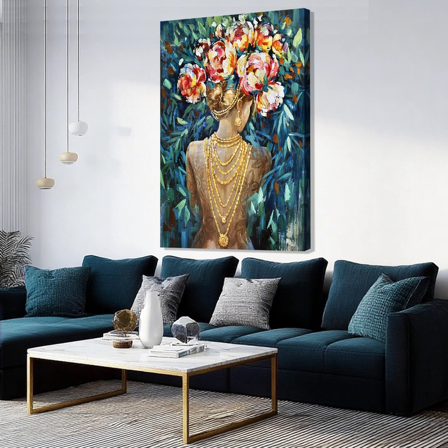 ZENPEE Gold Picture Wall Decoration, Black Tree of Life Wall Decoration, Large Wall Art for Living Room, Suitable for Office or Bedroom, 32" x 48" 48"L x 32"W Blue