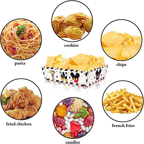 Miniatura 4 de Suministros para fiesta de cumpleaños de ratón, 50 unidades, decoraciones de cumpleaños de niños y ratones, bandeja de papel grande para alimentos,