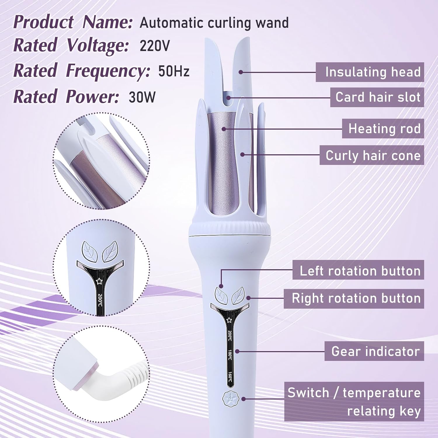Automatic Curling Iron, Hair Curler Automatic Rotating, 1.25Inch Auto Rotating Curling Iron with 3 Temp& LCD Display,Ceramic Hair Curler Fast Heating Up Anti-Stuck Auto Shut-Off Dual Voltage