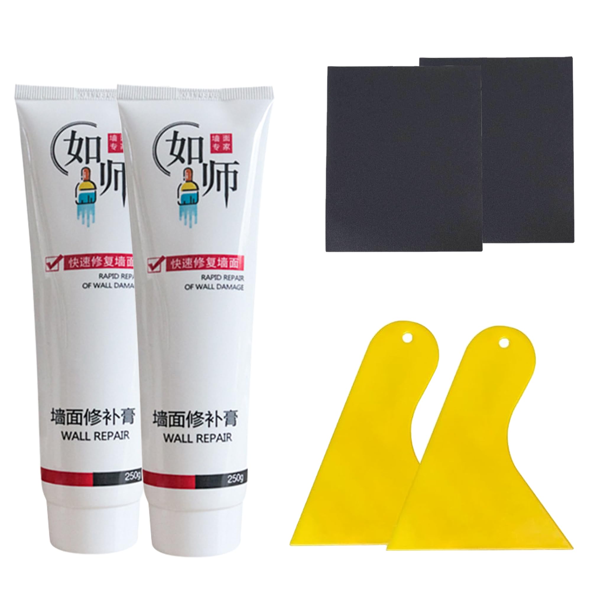 2 Pack Wall Mending Agent,Drywall Repair Kit,Wall Spackle with Scraper, Wall Surface Hole Fill Quick and Easy Solution