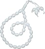 Large White Tasbih 11x14-mm Plastic Resin Electroplated Silver-tone Flower Design 33-ct Prayer Dhikr Beads