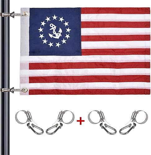 Bandera universal de barco marino de 16 x 24 pulgadas con 4 mástiles de bandera de barco, bandera náutica americana totalmente con rayas cosidas