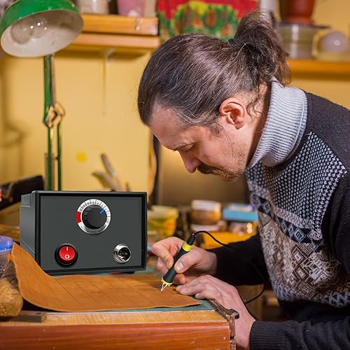 Miniatura 6 de Kit de quemado de madera, perillas de temperatura ajustable, máquina de pirografía de madera, kit de herramientas con 20 puntas de pirografía para