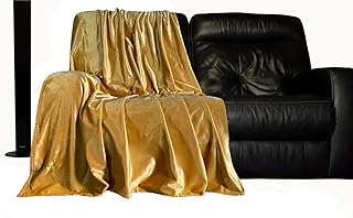 Colcha de felpa de terciopelo para sofá o cama o funda de cojín, color amarillo mostaza | tamaño: 200 x 250 cm