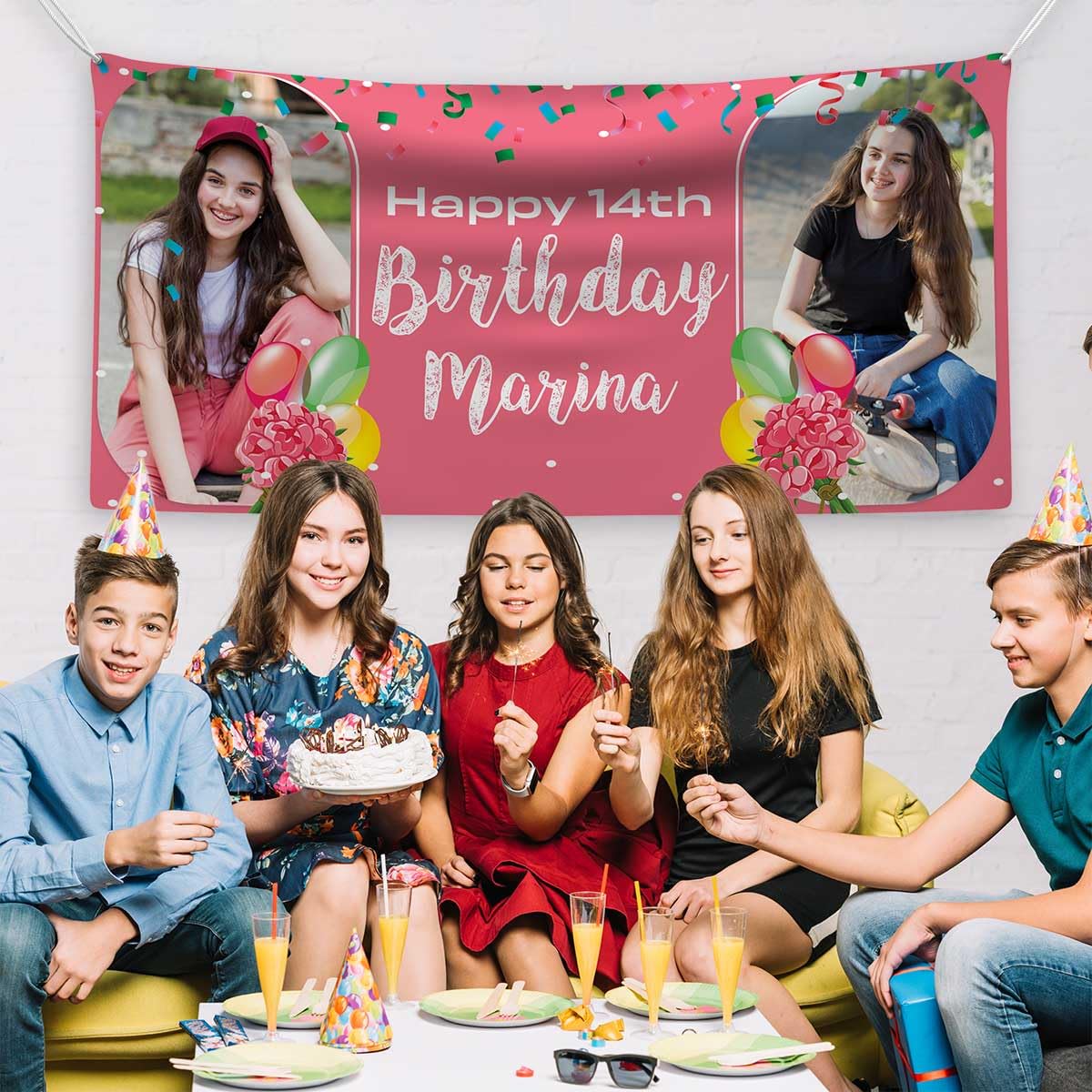 ZNOR Personalised Happy Birthday Banner Gift with Your Own Photo/Logo/Text Backdrop Birthday Party Decoration Supplies