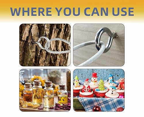 Miniatura 7 de Mariyandh 260 piezas de ganchos de ojo de tornillo de metal plateado de 0.67 pulgadas a 1.1 pulgadas y tornillos de ojal pequeños (0#-5#, 260