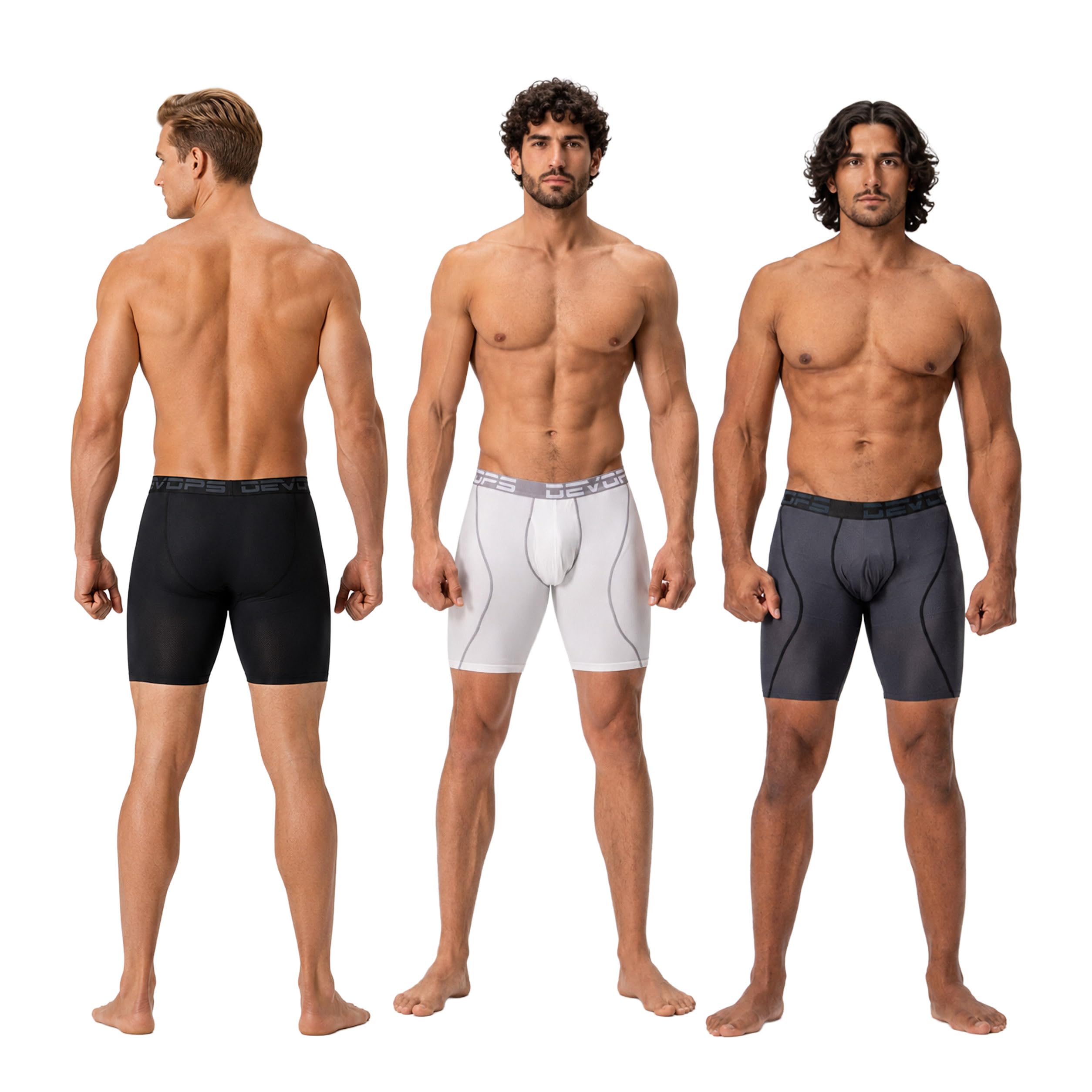 DEVOPS Ropa interior de malla seca fresca, para hombre, calzoncillos de 9 pulgadas (3 unidades) - - Small