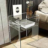 Vista 1 de Mesita de noche acrílica, mesa auxiliar de acrílico transparente, mesa de noche de 2 niveles, mesita de noche moderna para dormitorio, sala