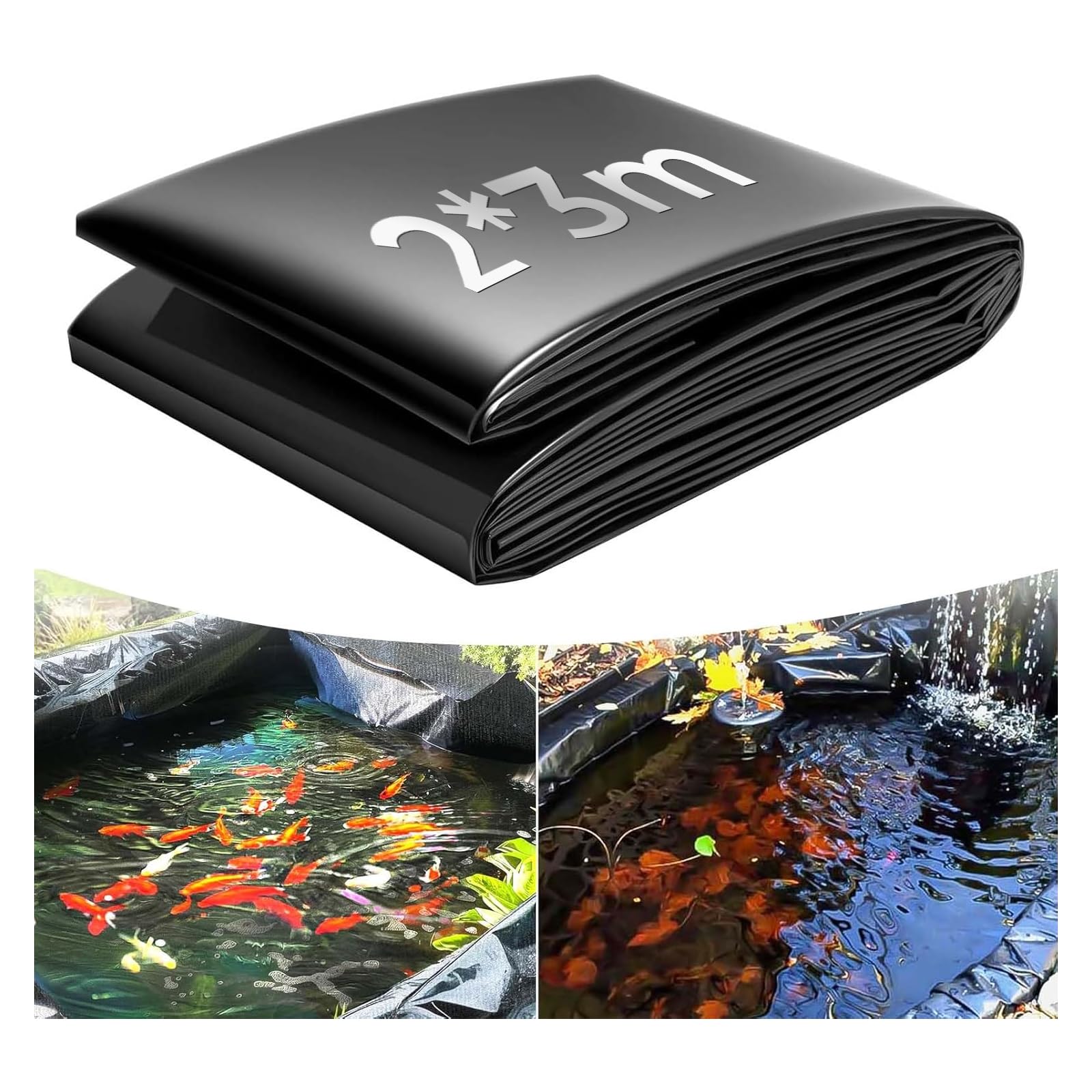 2x3m Telo Laghetto, 0.2mm Spessore Telo per Laghetto da Giardino, Fodera Laghetto per Fontana da Giardino Esterno, Cascata, Laghetto per Tartarughe