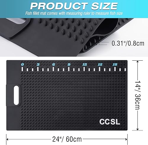 Miniatura 6 de Tapete de filete de pescado, tapete de limpieza de pescado enrollable con regla de pescado, tabla de limpieza de peces fácil de limpiar y portátil,