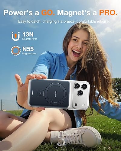 Miniatura 5 de TORRAS EasyGo - Cargador portátil magnético de 10000 mAh para iPhone, batería inalámbrica esencial de viaje de carga rápida compatible con Magsafe,