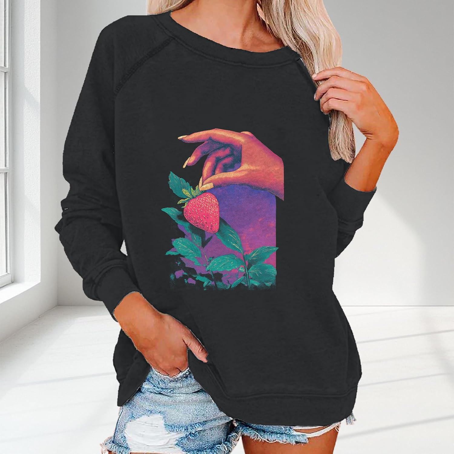 Graphic Sweatshirts for Women Crewneck Long Sleeve Basic Tee Shirts Loose Fit Casual Y2K Girls Pullover Tops - Image 2