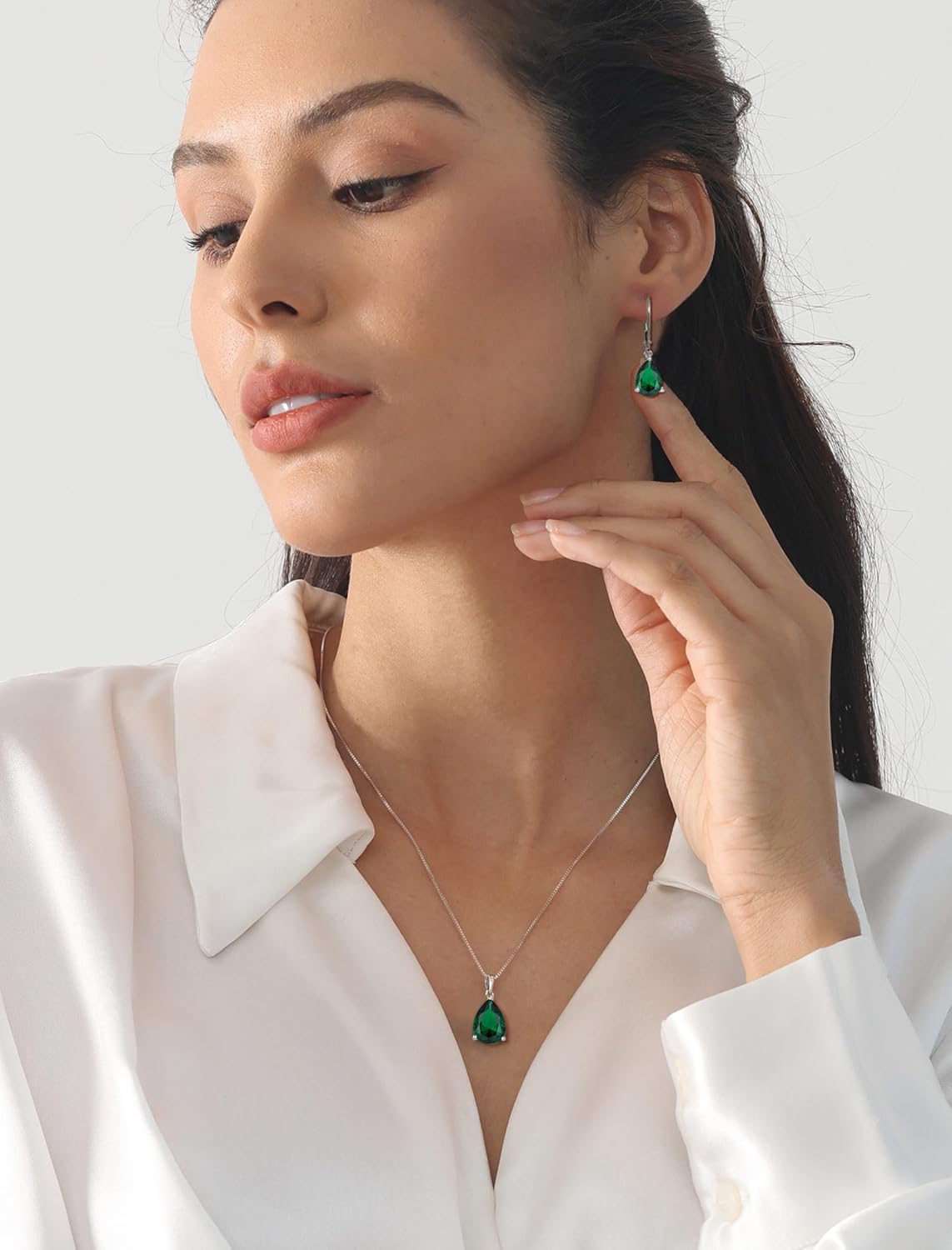 YL 925 Sterling Silver Teardrop Dangle Drop Earrings for Women 7x10 MM Solitaire Birthstone Leverback Jewelry - Image 3