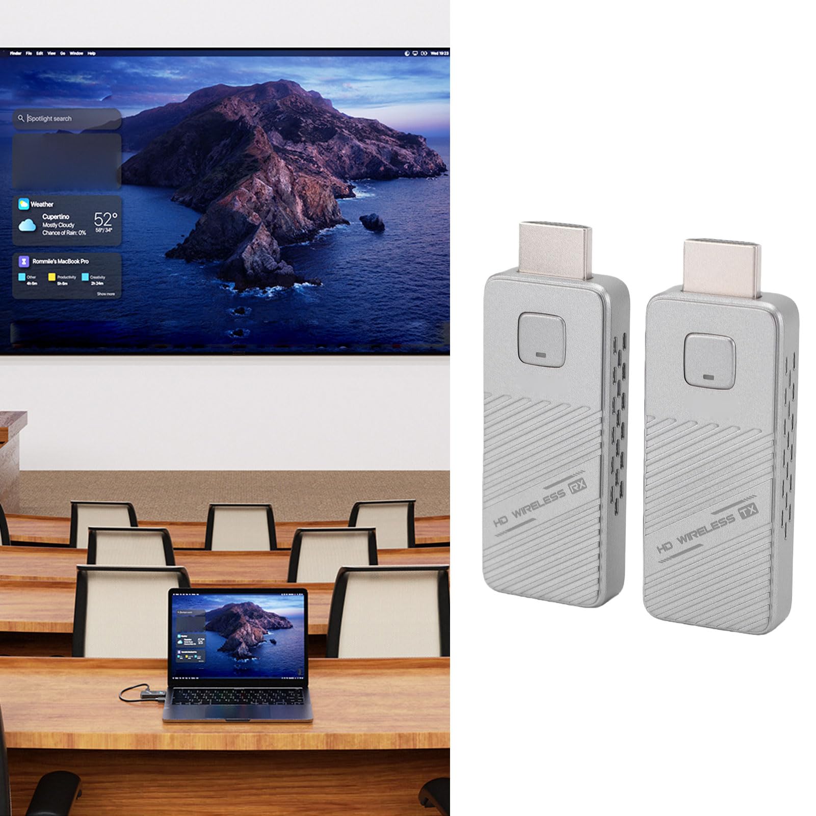 Sxhlseller Bezprzewodowy Nadajnik-odbiornik HDMI, Przedłużacz Dublowania Ekranu do Użytku w Domowych Grach Biurowych, Dwuzakresowy 1080P 60 Hz Plug and Play Przenośny