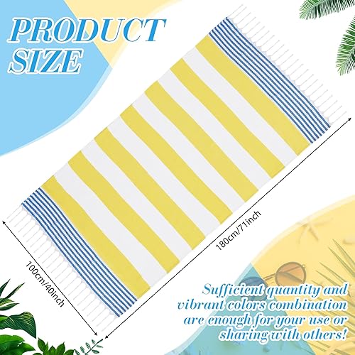 Miniatura 10 de Oudain 10 toallas turcas de playa de algodón a granel de secado rápido, toalla de playa de baño de 71 x 40 pulgadas, ligera, sin arena, con borlas a