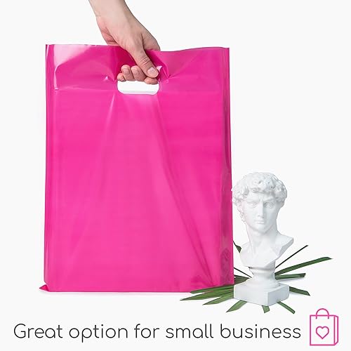 Miniatura 3 de Choice Marts 100 bolsas rosadas para pequeñas empresas de 2 mil, 12 x 15 pulgadas, bolsas de mercancía gruesas y brillantes y bolsas de compras