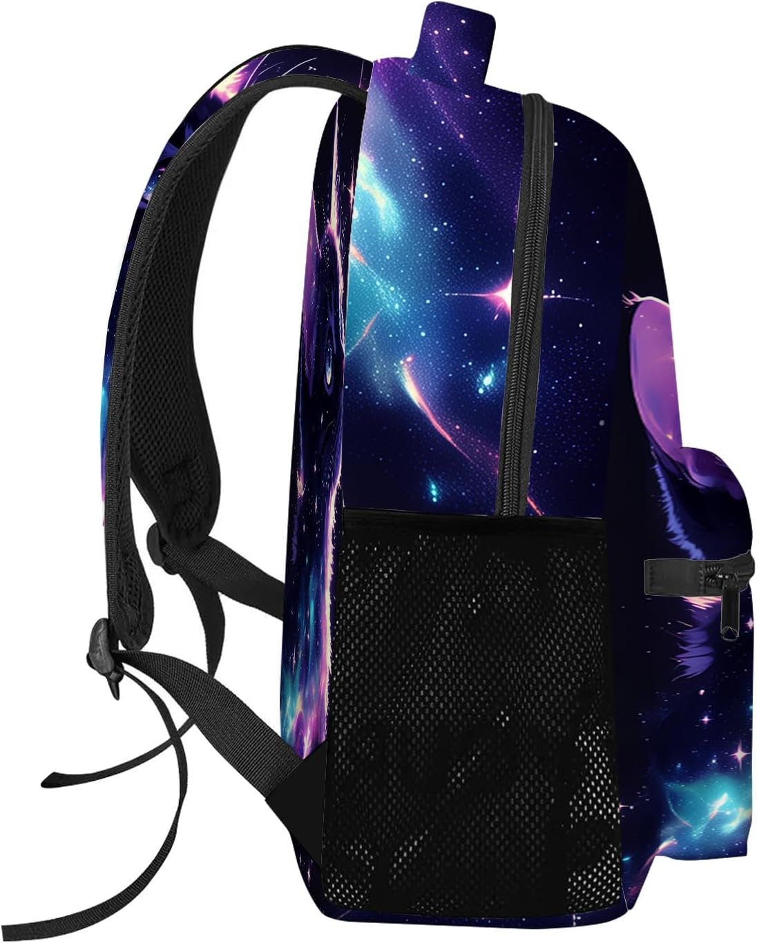 GNEW Galaxy Cat Backpack Cute Kitten Backpack for Girls, Cat in Light Purple Galaxy Starry Stars School Backpack, Space Cat Bookbag Elementary Middle High School Backpack,16.5 Inch