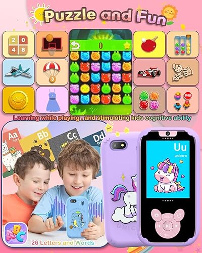 Miniatura 4 de Teléfono inteligente para niños para niñas y niños, teléfono inteligente con pantalla táctil, regalos para niñas y niños de 3, 4, 5, 6, 7, 8 años de