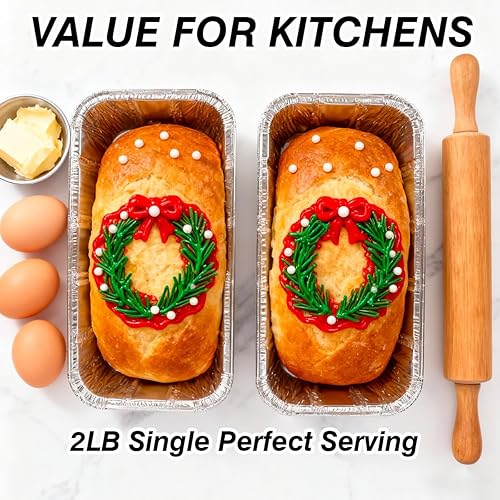 Miniatura 14 de Paquete de 100 mini moldes de aluminio para hornear de 1 libra, 6 x 3.5 x 2 pulgadas, moldes desechables de alta resistencia, moldes de pan de papel