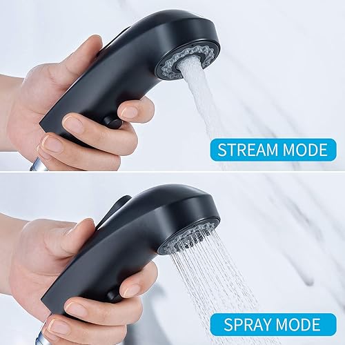 Miniatura 2 de MIAOHUI Grifo de baño extraíble de níquel cepillado, grifo de fregadero de baño de un solo orificio con 3 modos de rociador, grifo de tocador