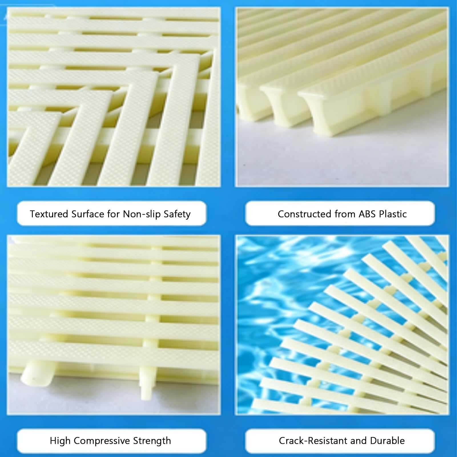 Generico Griglia di Scarico per Piscina, Set da 15 Pezzi in ABS Antiscivolo, Portata 250 kg, Design componibile per terrazze, patii e vialetti - 18 cm ciascuno