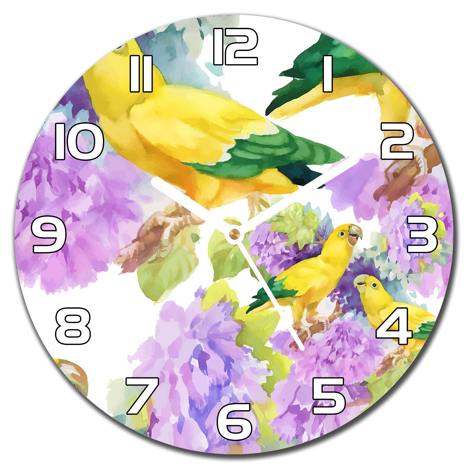 Horloge murale moderne 30 cm perroquets en verre pour cuisine